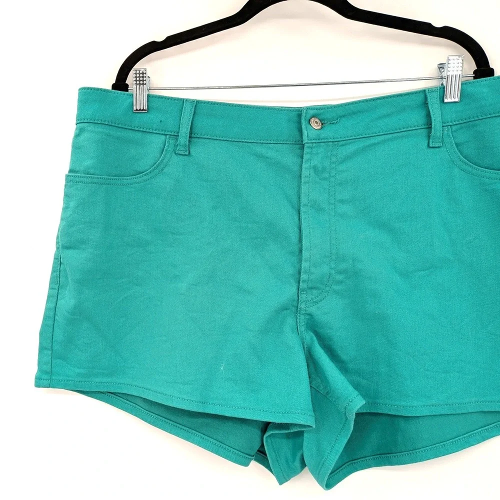 High Rise Denim Shorts Teal Stretch Fitted Casual Old Navy Size‎ 22